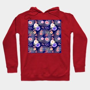 Spring Mandalas and Roses China Blue Hoodie